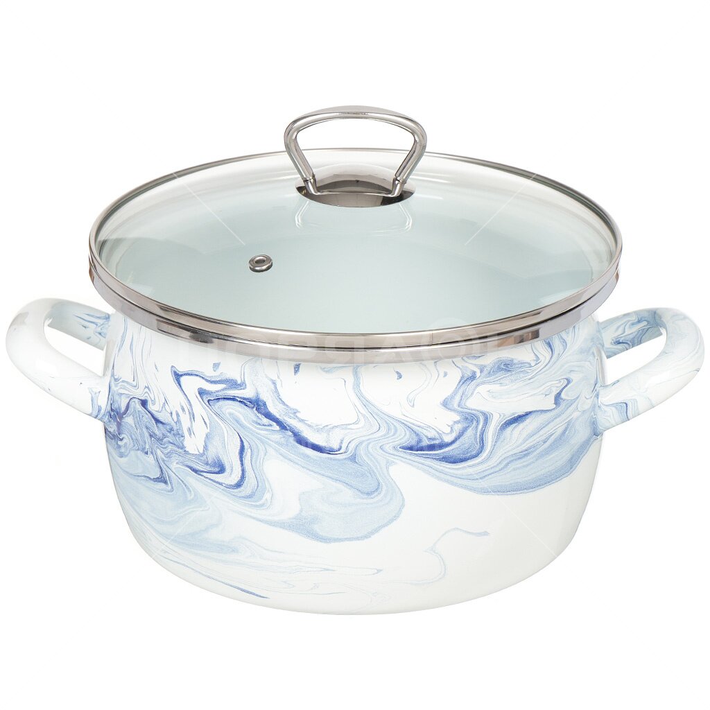 Кастрюля эм. 4,0л 1-2430111 сфера Шейк, бел-синий