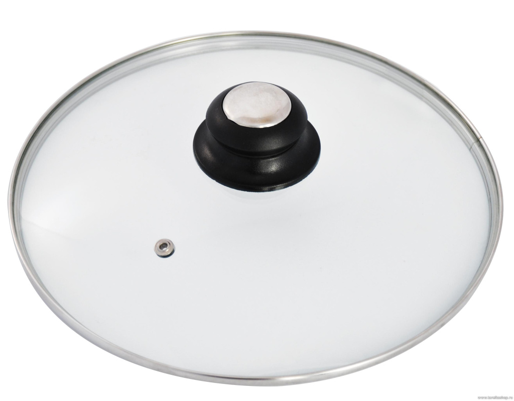 Крышка стекл. 24см с мет. обод + пласт.кнопка