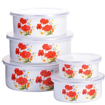 Набор мисок 10пр эмаль с крыш.