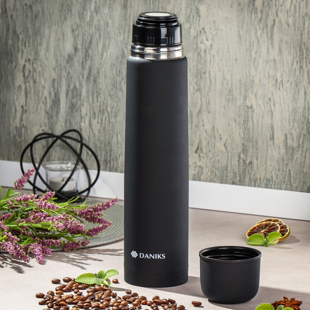 Термос нерж. Daniks, 1,2л, SL-120ZN-black-soft, Черный