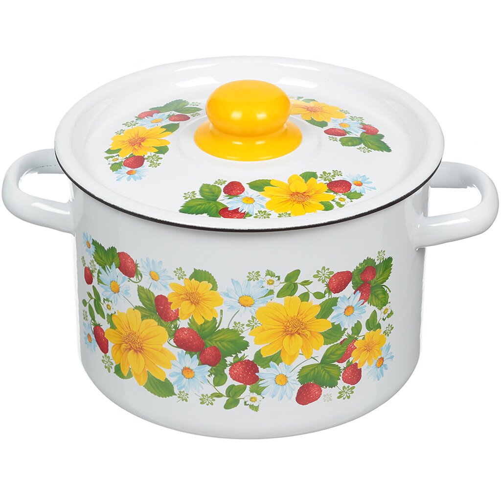 Касрюля эм. 4.5л с декором, с крышкой, индукция