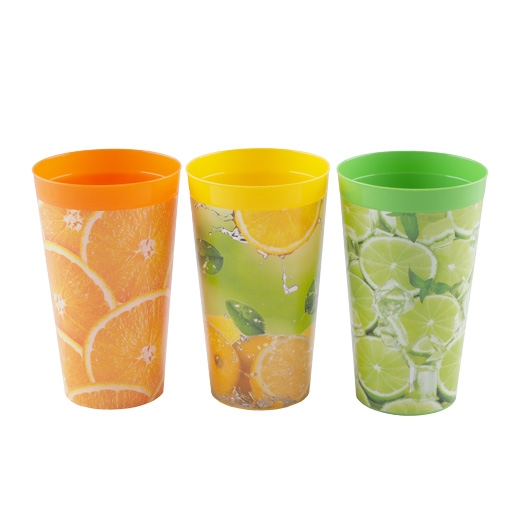 Стакан 0,4л пластик с декором, Полимербыт