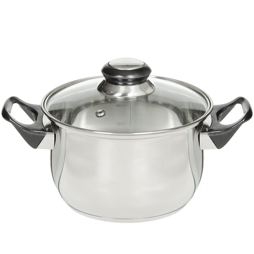 Кастрюля нерж., 6/6,5л, крышка стекло, DNN3