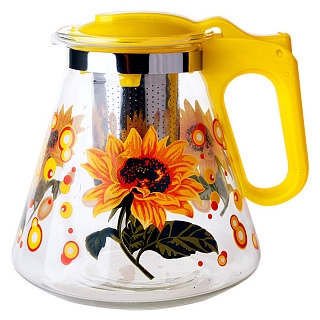 Чайник завар. 1,2л, стекло "Подсолнухи" (АК-5511/2А)