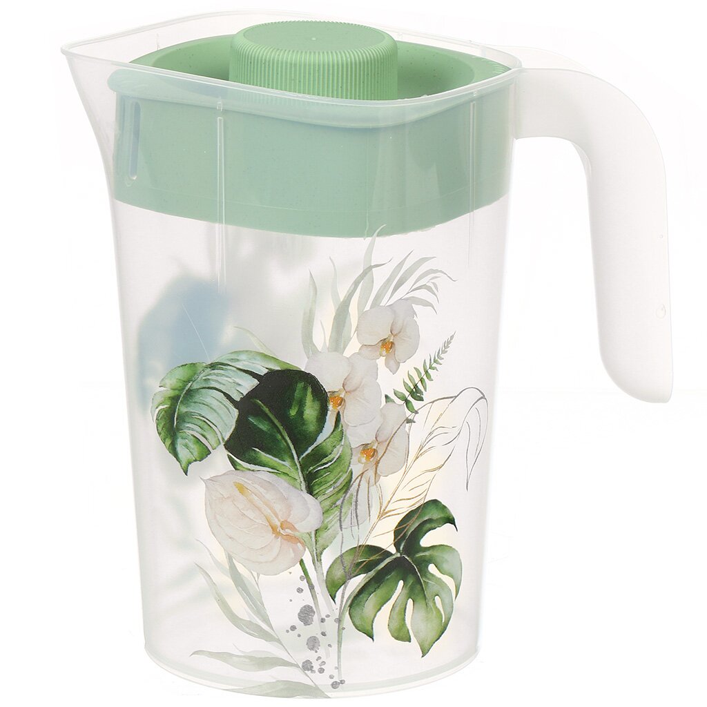 Кувшин 2л пласт. с крышкой, декор. Полимербыт, Floriana