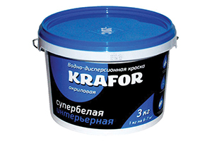 Краска в/д интерьерная супербелая 6,5кг, "Krafor"