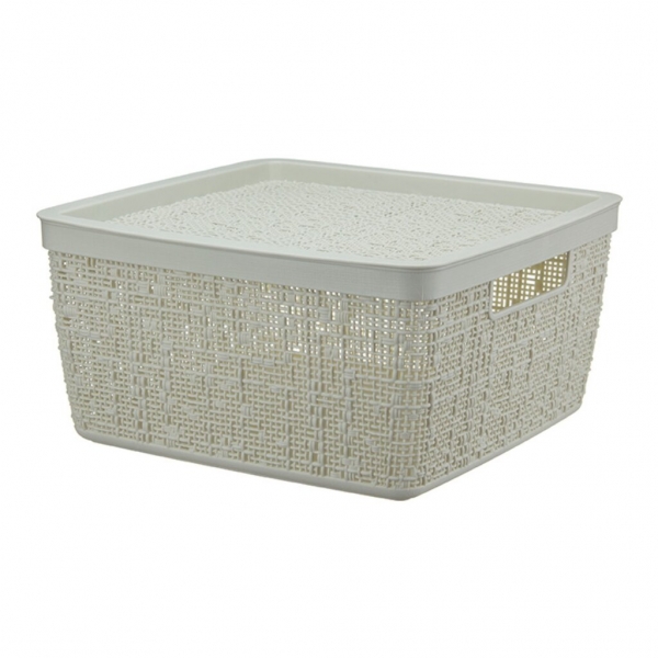 Контейнер 8л д/хранения, пластик, белый ротанг
