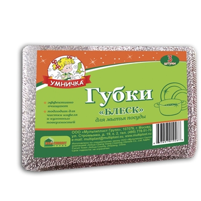 Губка для посуды БЛЕСК, Умничка 2шт