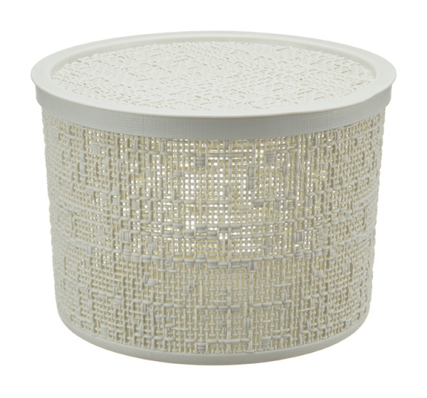 Контейнер 4,5л д/хранения, пластик, круглый, белый ротанг