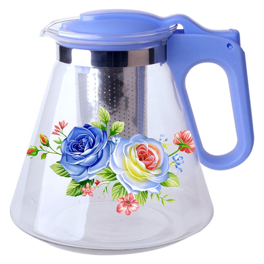 Чайник заварочный 1200мл с ситом пласт.стеклянный АК-5511/4А