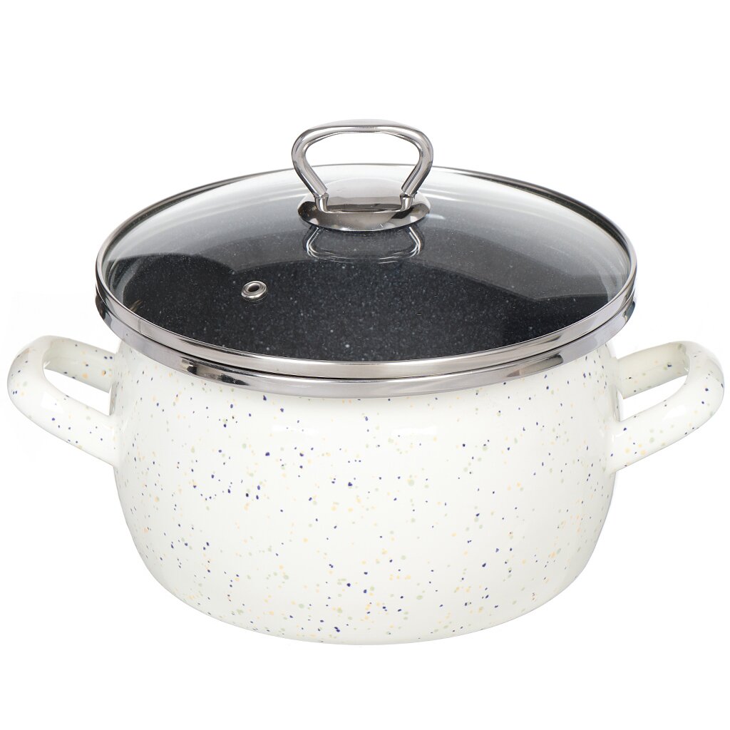 Кастрюля эм. 3л цил.Гранит цветной Сантэкс, индукция