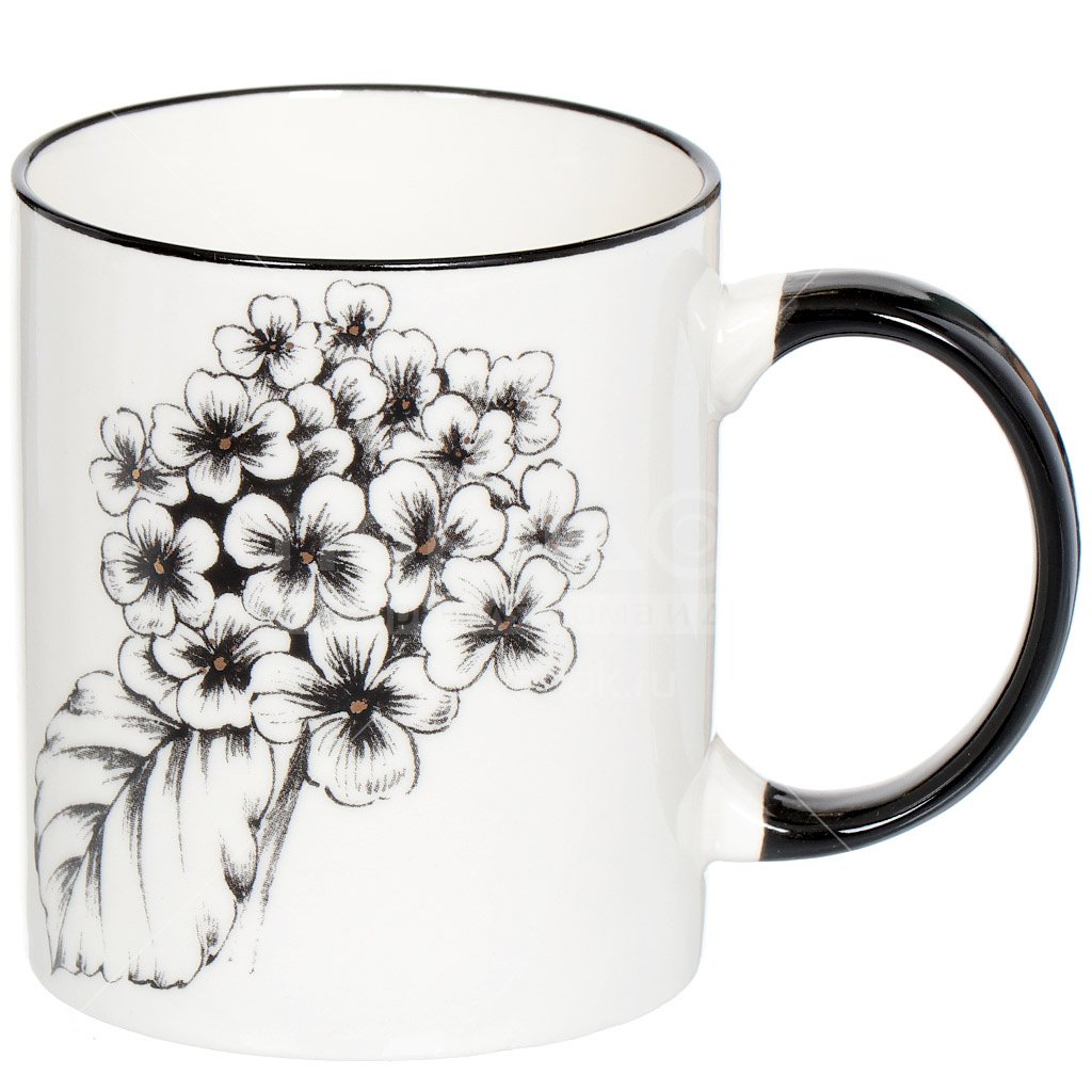 Кружка "Фиалки",  350мл черно-белая 482-146