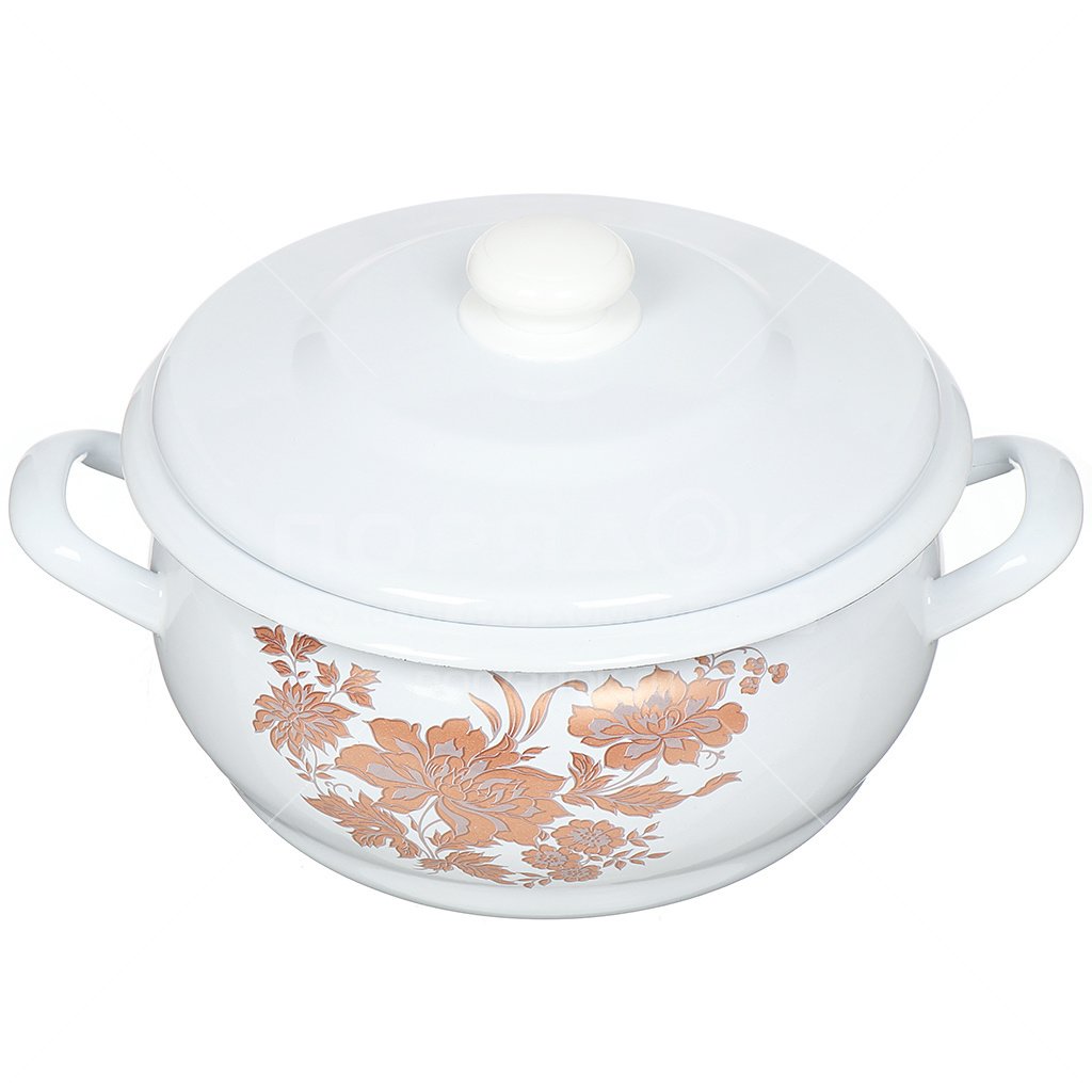 Кастрюля эм. 5л белая олимпия сфера 01/50/03/15